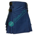 Ladies Women Girl Blue Fashion Kilt with Adjustable Leather Straps