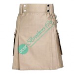 Ladies Women Girl Khaiki Utility Working Kilt Made of Cotton