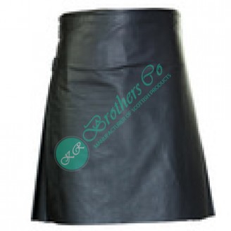 Men Traditional Scottish Design Genuine Black Leather Kilt