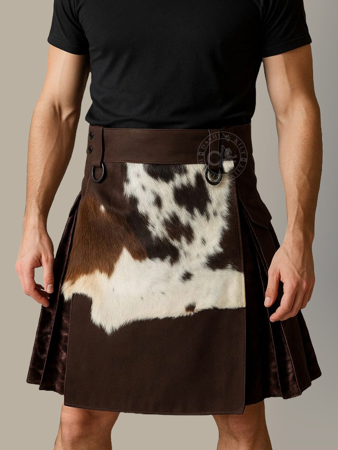 Custom Hybrid Artificial Brown Suede Leather Kilt