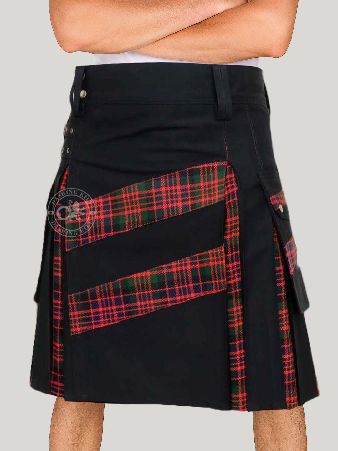 Men’s Modern Hybrid Cotton & Macdonald Tartan Cross Strips Designer’s Wedding Kilt