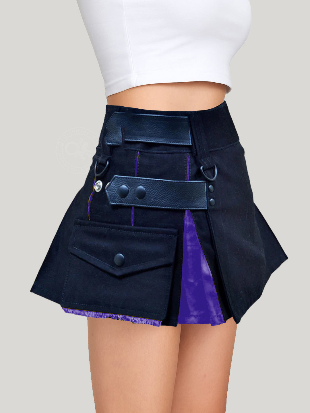 Premium Black and Blue Hybrid Kilt for Girls