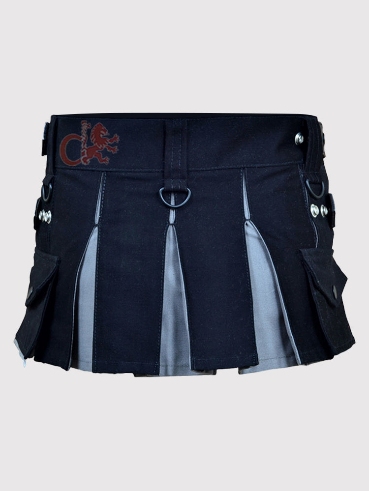 Black and Gray Hybrid Kilt for Girls