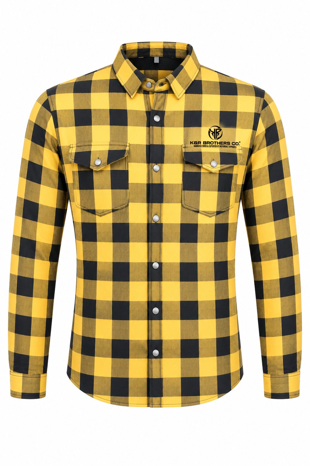 Yellow and Black Plaid Flannel Shirt