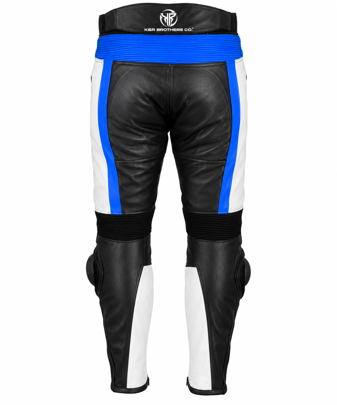 Black, Blue & White Motorcycle Leather Pants