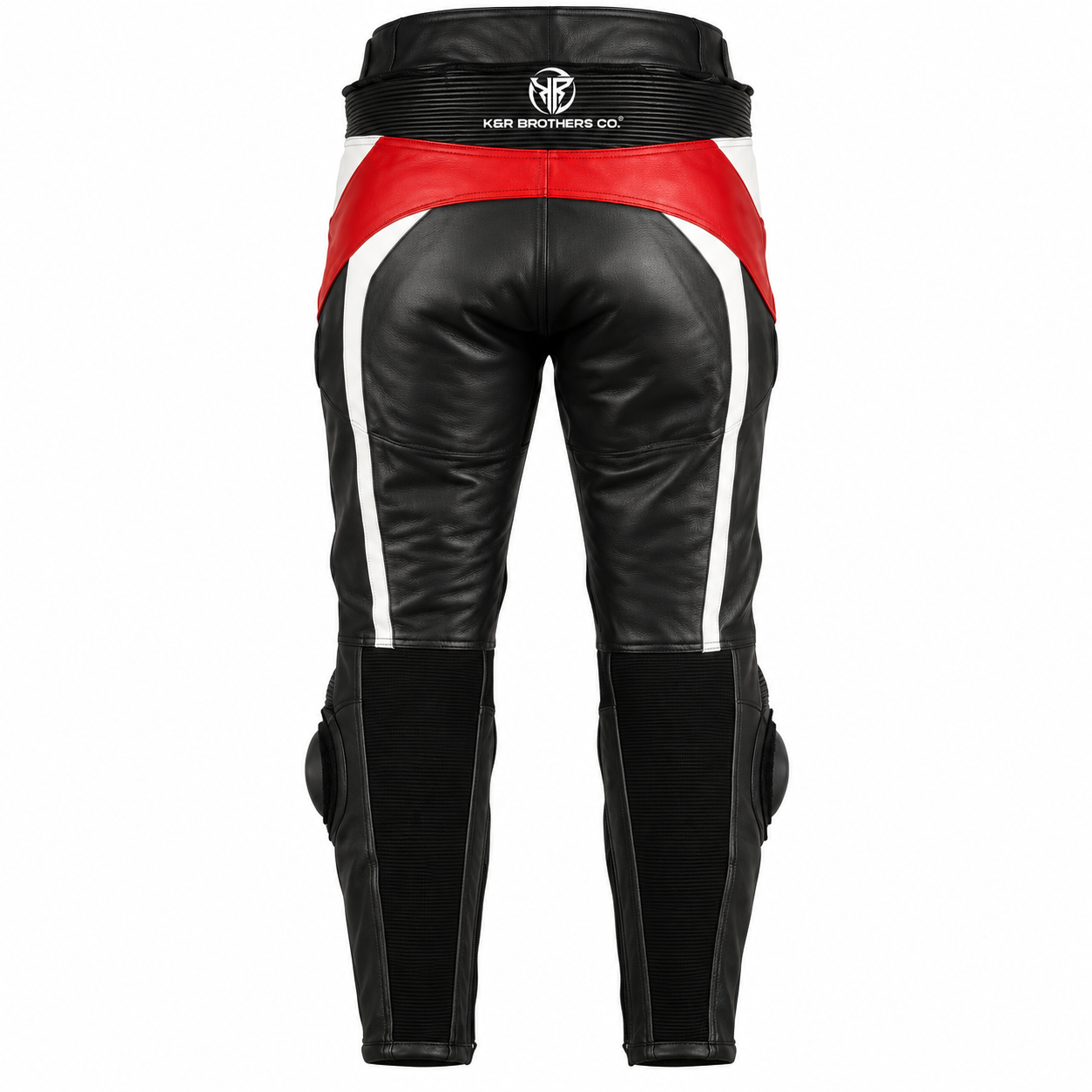 Black, Red & White Motorcycle Leather Pants