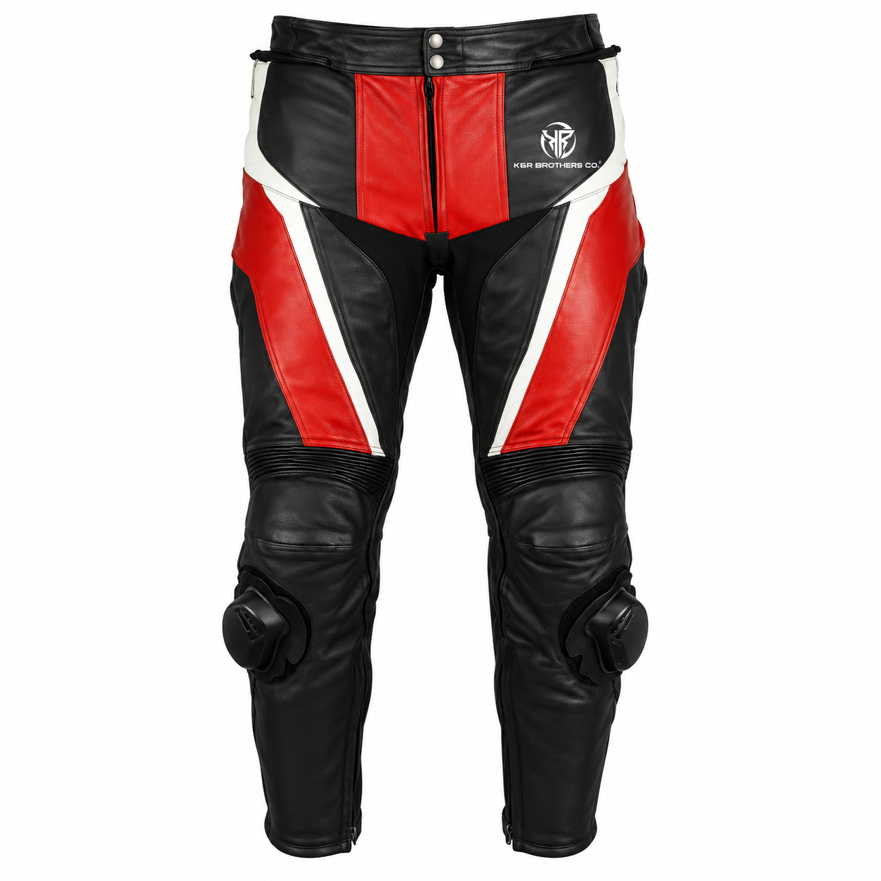 Black, Red & White Motorcycle Leather Pants