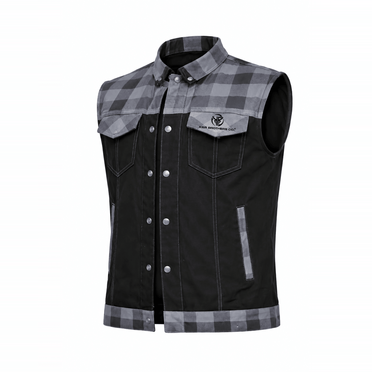 Black Plaid Utility Vest